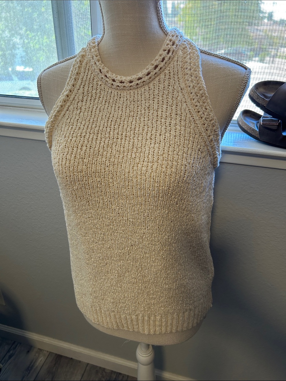J. Crew Cream Knit Halter-Style Tank